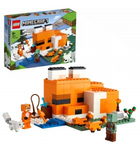 Jucărie de construcție LEGO  21178 Minecraft The Fox Lodge (Jucării pentru copii de la 8 ani cu figuri de zombi și animale înecate, jucării pentru copii)