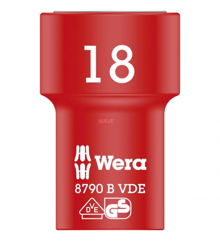 Priză Wera  VDE Zyklop, 18 mm, 3/8" (rosu/galben, izolat pana la 1.000 volti)