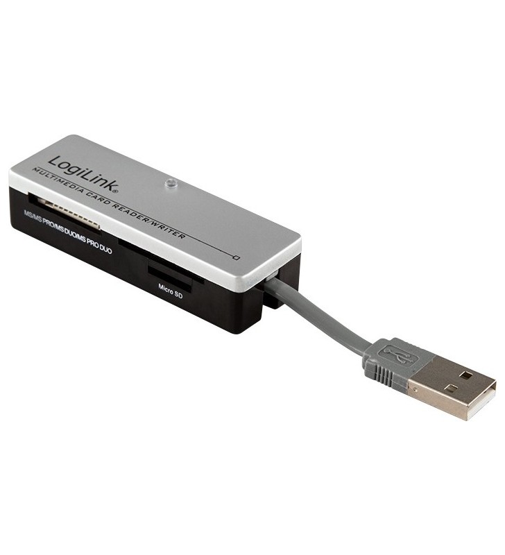 CARD READER extern LOGILINK, USB 2.0, All-in-1, pentru  MS, MMC, SD, SDHC, micro-SD, viteza 480Mbps, compatibil PC si MAC, Alb-n