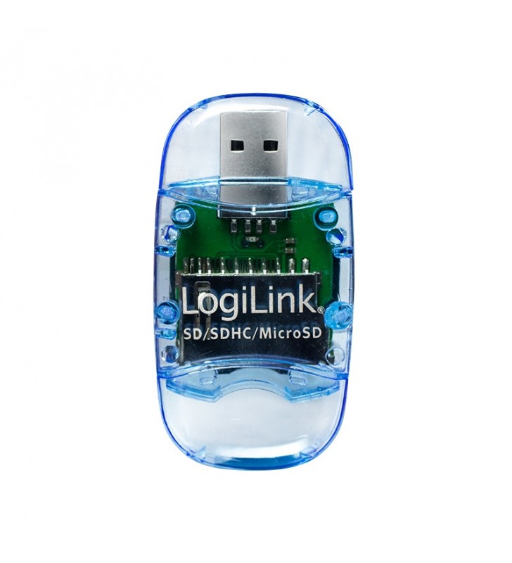 USB 2.0 Cardreader, for SD / micro SD USB-AM, bulk, blue "CR0015B"