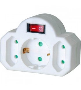 Brennenstuhl  mufa adaptor Euro 2+contact de protectie 1 cu intrerupator, adaptor priza (Alb)