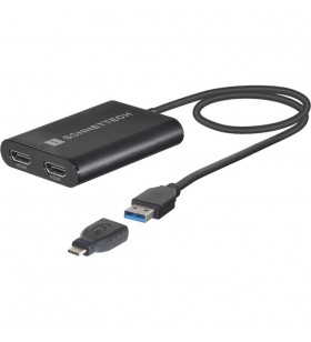 Adaptor Sonnet  USB 3 - Dual 4K 60Hz HDMI, pentru Mac-uri M1 (negru, 30 cm)