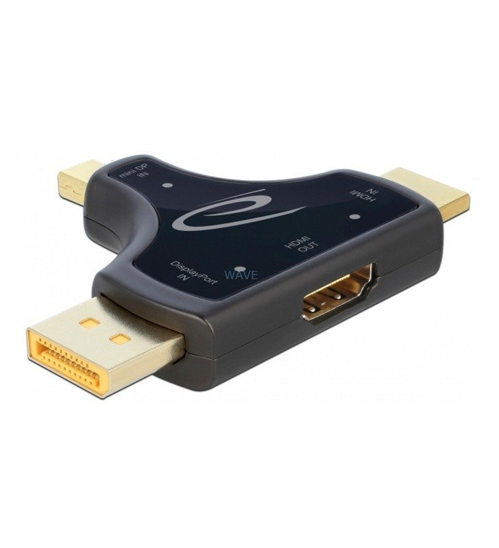 Adaptor monitor DeLOCK  3in1 HDMI / DisplayPort / mini DisplayPort - HDMI (antracit)
