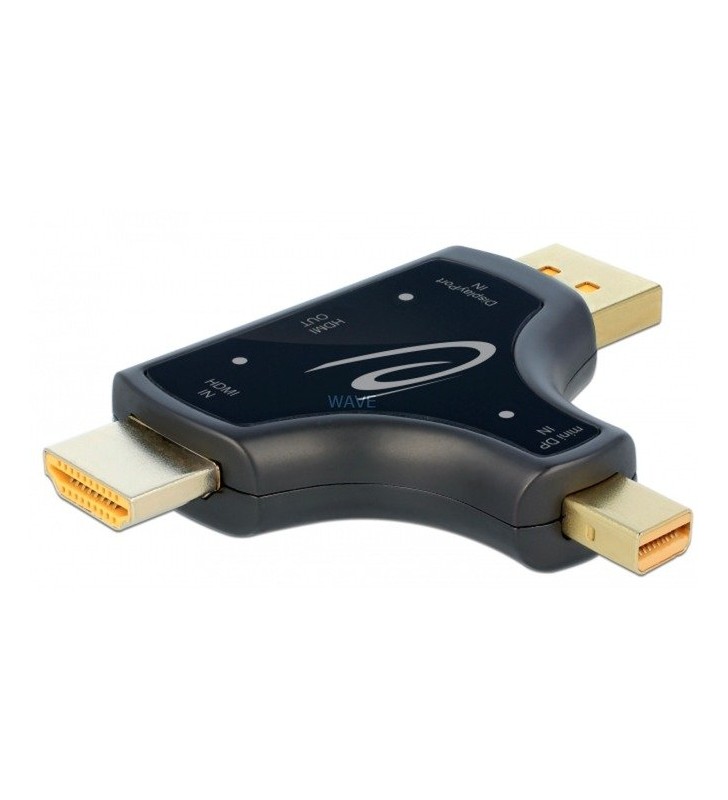 Adaptor monitor DeLOCK  3in1 HDMI / DisplayPort / mini DisplayPort - HDMI (antracit)