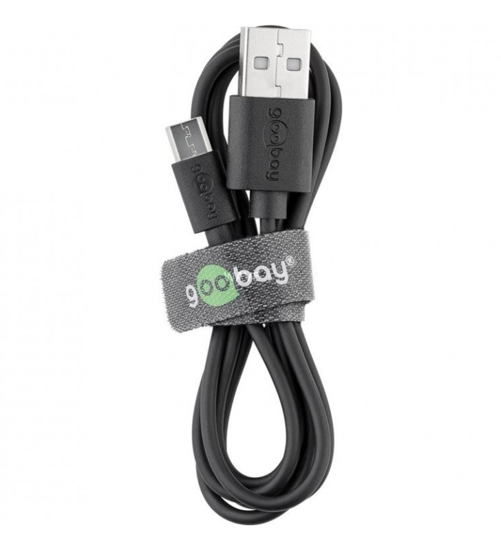 goobay  USB-A - Cablu de încărcare rapidă și sincronizare micro-USB (negru, 1 metru)