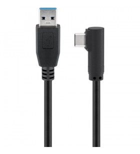 Cablu goobay  USB-A 3.0 tată - USB-C tată unghi 90° (negru, 2 metri)