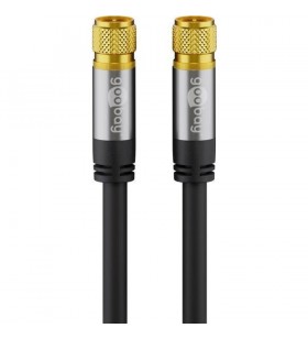 Cablu antenă goobay  SAT (tip 135dB), conector F - conector F (negru, 3 metri)
