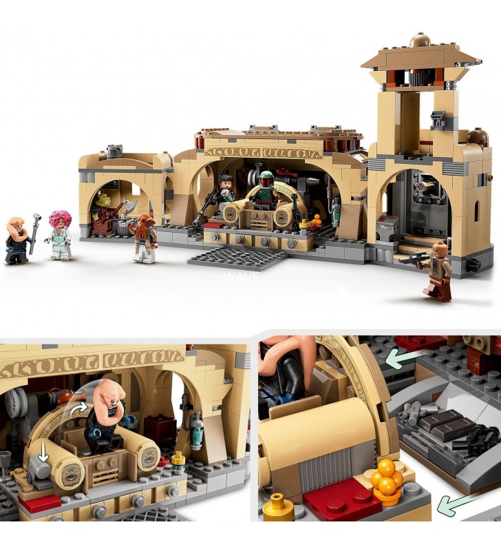 Jucărie de construcție a camerei tronului a lui Boba Fett LEGO  75326 Star Wars (Jucărie construibilă cu Palatele lui Jabba și 7 minifigurine, cu vârsta peste 9 ani)