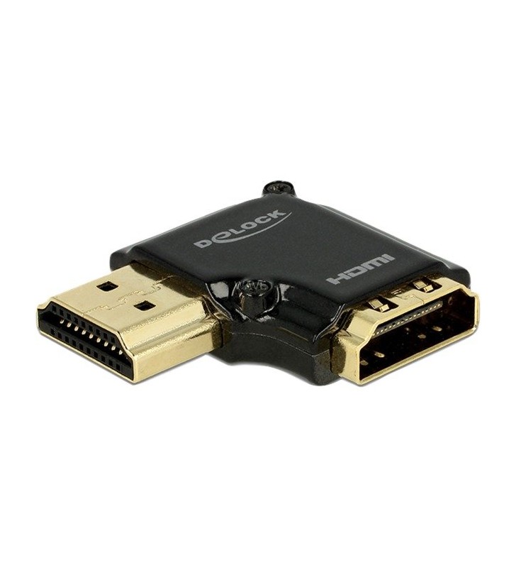 DeLOCK  HDMI-A mamă - HDMI-A mamă 4K, cablu (negru, unghi 90° spre stânga)