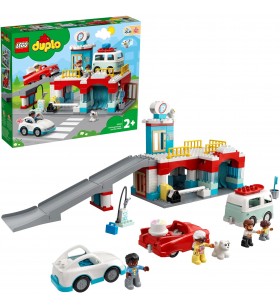 Garaj de parcare LEGO  10948 DUPLO cu jucărie de construcție pentru spălătorie auto (Jucării de parcare pentru copii de la 2 ani, jucării pentru copii mici)