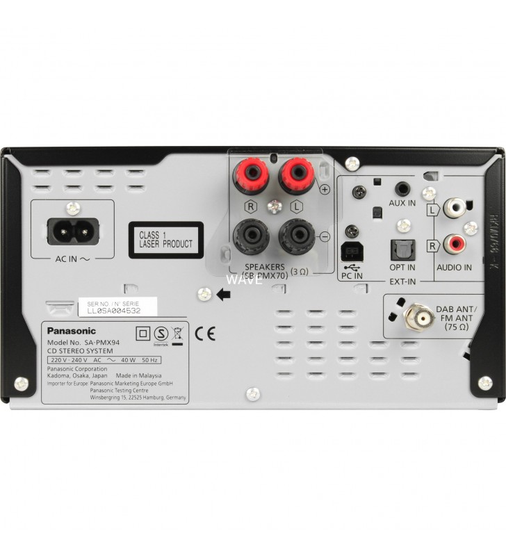 Panasonic  SC-PMX94EG-K, sistem compact (negru, Bluetooth, radio, CD)