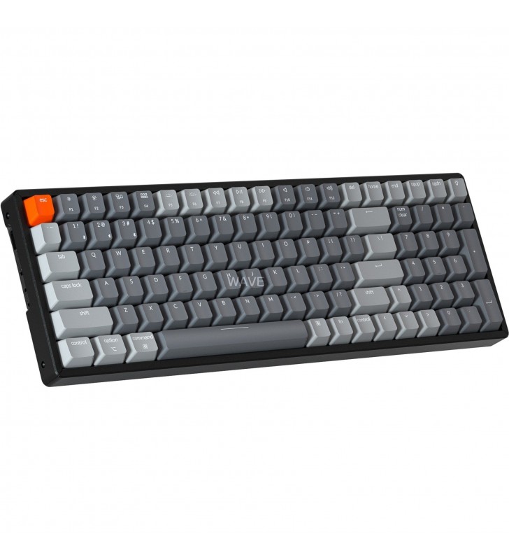 Tastatură pentru jocuri Keychron  K4 versiunea 2 (negru/gri, aspect DE, Gateron Brown, cadru din aluminiu, RGB)