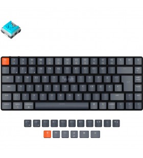Tastatură pentru jocuri Keychron  K3 versiunea 2 (negru/gri, aspect DE, Keychron Low Profile Optical Blue, hot-swap, cadru din aluminiu, RGB)