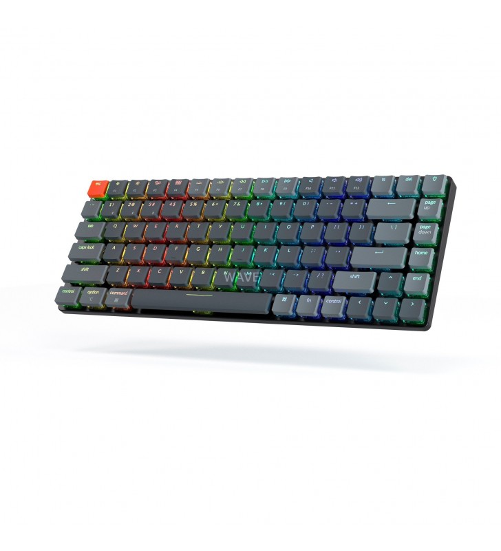 Tastatură pentru jocuri Keychron  K3 versiunea 2 (negru/gri, aspect DE, Keychron Low Profile Optical Blue, hot-swap, cadru din aluminiu, RGB)