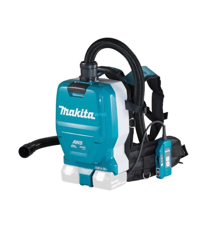 Aspirator rucsac fără fir Makita  DVC265ZXU, aspirator cu canistra (albastru/negru, fără baterie și încărcător)