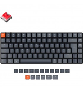 Tastatură pentru jocuri Keychron  K3 versiunea 2 (negru/gri, aspect DE, Keychron Low Profile Optical Red, hot-swap, cadru din aluminiu, RGB)