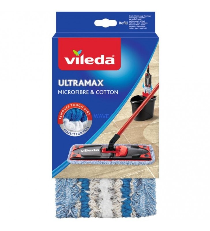 Husă de schimb pentru mop Vileda  UltraMax Microfibră și bumbac, foarte umedă (pentru mopul plat Ultramat 2 în 1)