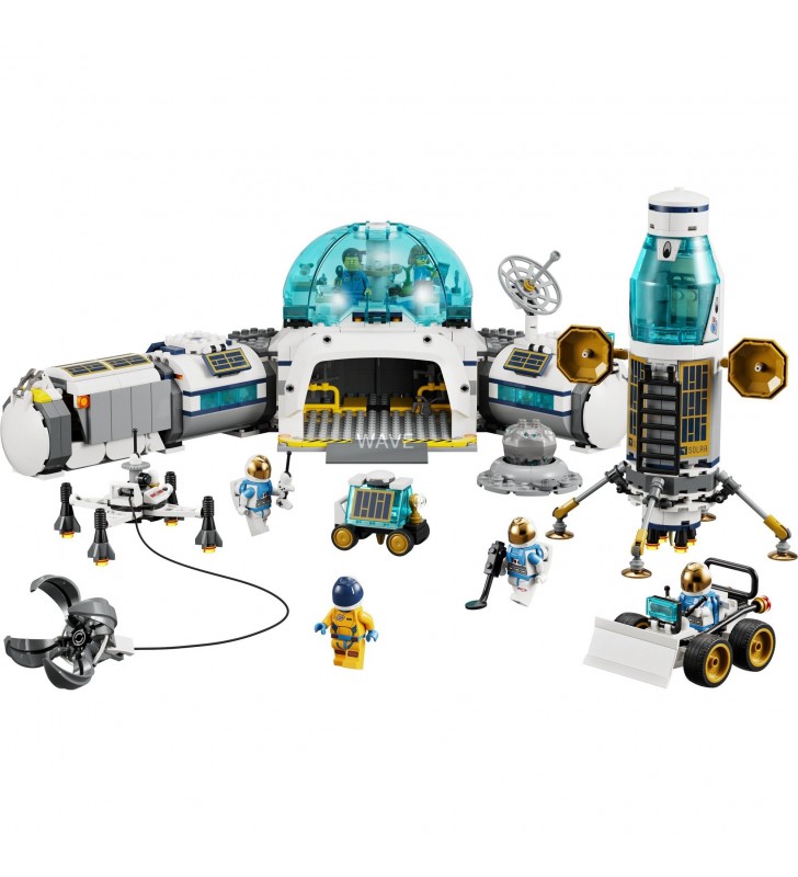 Jucărie de construcție a bazei de cercetare lunară LEGO  60350 City (Jucărie spațială din seria LEGO NASA cu minifigurine de astronauți, de la 7 ani)