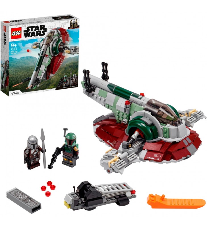 Jucărie de construcție a navei stelare a lui Boba Fett LEGO  75312 Star Wars (Set de construcție pentru vârste peste 9 ani, model mandalorian cu 2 minifigurine)