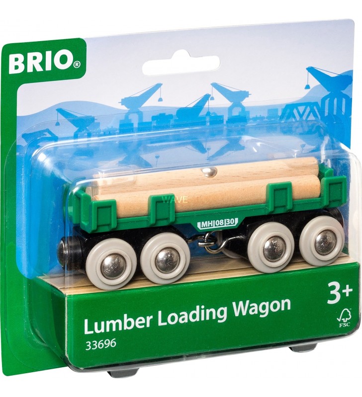 BRIO  World vagon de bușteni, vehicul de jucărie (verde)