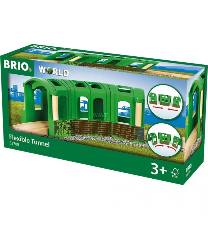 Tunel flexibil mondial BRIO , cale ferată (verde)