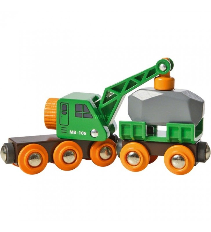 Camion cu macara verde BRIO World cu remorcă vehicul de jucărie (verde galben)