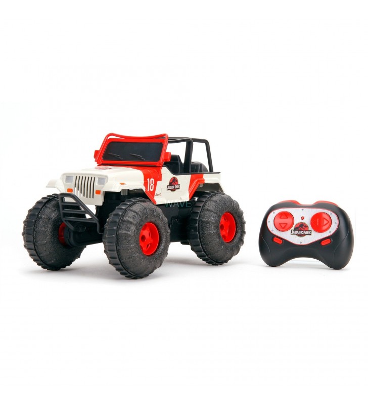 Jada Toys  Jurassic Park RC Sea and Land Jeep Wrangler (bej/roșu, 1:16)