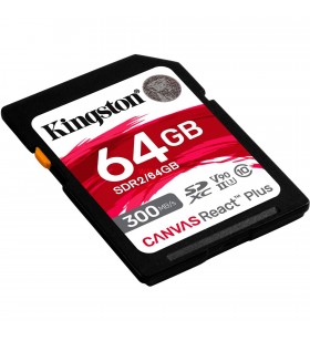 Card de memorie SDXC Kingston Canvas React Plus de 64 GB (negru, UHS-II U3, clasa 10, V90)