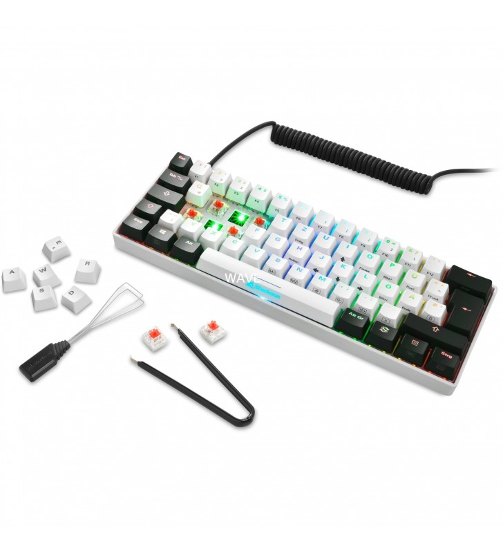 Tastatură pentru jocuri Sharkoon  SKILLER SGK50 S4 (alb/negru, aspect DE, Kailh Blue)
