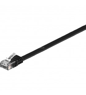 cablu patch goobay  mufă RJ45 - mufă RJ45 CAT.6 U/UTP (negru, 5 metri, cablu plat)
