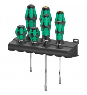 Set de șurubelnițe Wera  300/7 Mix 2 Kraftform Plus (negru/verde, 7 părți, vârf laser)