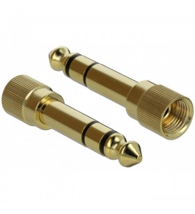 Adaptor DeLOCK  mufă de 6,35 mm - mufă de 3,5 mm cu 3 pini, înșurubabil (aur)