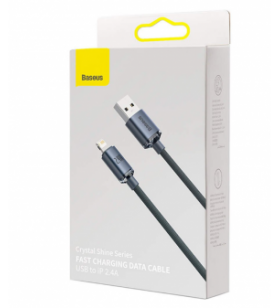 CABLU alimentare si date Baseus Crystal Shine, Fast Charging Data Cable pt. smartphone, USB la Lightning Iphone 2.4A, 2m, negru "CAJY000101" (include timbru verde 0.25 lei) - 6932172602710