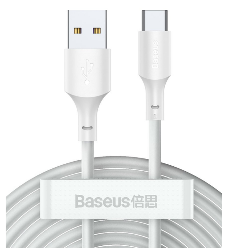 CABLU alimentare si date Baseus Simple Wisdom, Fast Charging Data Cable pt. smartphone, USB la USB Type-C 5A (2buc/set), 1.5m, alb "TZCATZJ-02" (include timbru verde 0.25 lei)