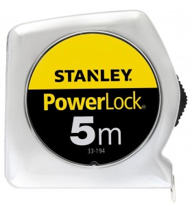 Bandă de măsură Stanley  Powerlock, 5 metri (galben/crom, 19 mm, carcasă din plastic)