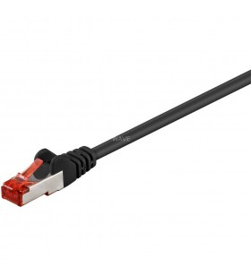 cablu de corecție goobay CAT.6  S/FTP (PiMF) (negru, 1 metru, dublu ecranat)