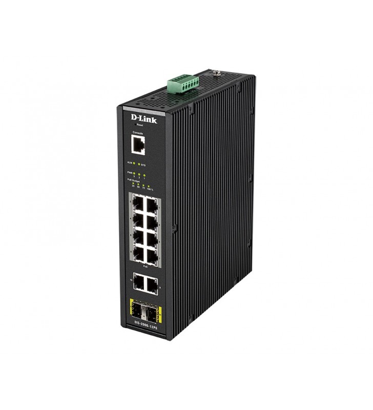 D-Link DIS-200G-12PS switch-uri Gestionate L2 Gigabit Ethernet (10/100/1000) Power over Ethernet (PoE) Suport Negru