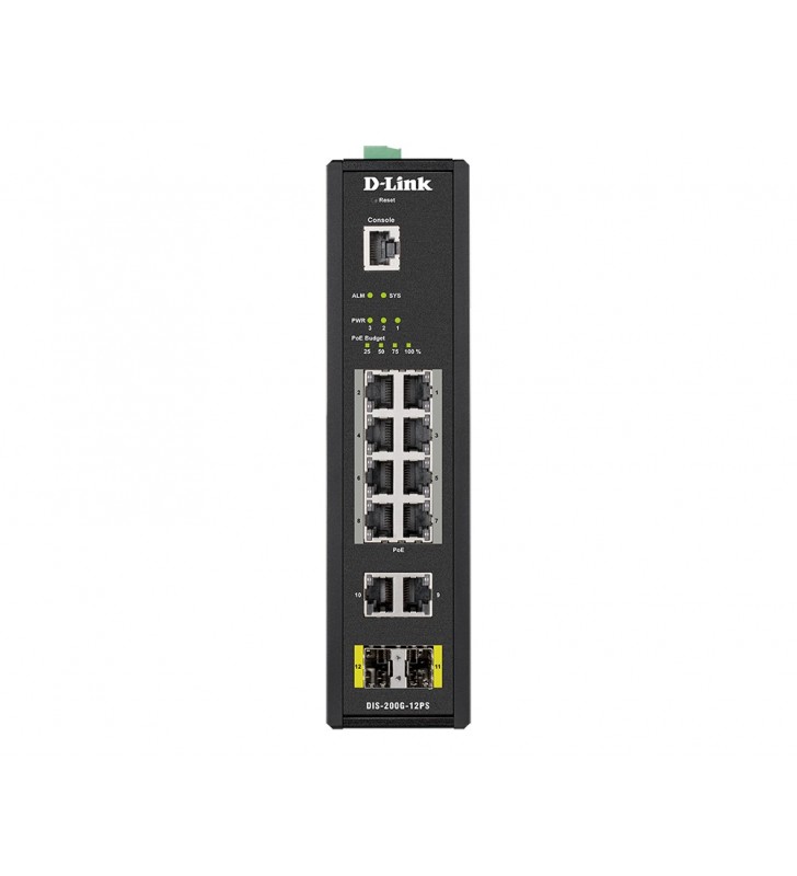 D-Link DIS-200G-12PS switch-uri Gestionate L2 Gigabit Ethernet (10/100/1000) Power over Ethernet (PoE) Suport Negru