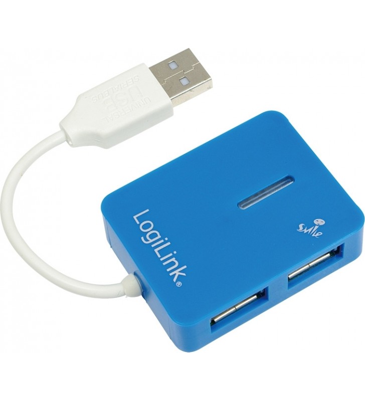 Hub USB Logilink Smile, 4x USB 2.0, Blue