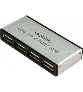 HUB USB 2.0 extern LOGILINK,  4*USB, incl. alimentare, argintiu, "UA0003" (include timbru verde 0.5 lei)