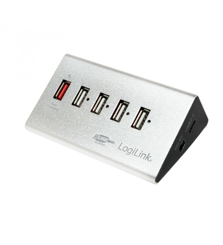 USB 2.0 HUB 4+1 port, aluminum, incl. power supply "UA0224"