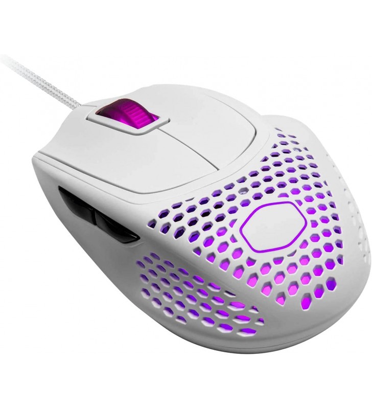 Cooler Master MM720 RGB-LED Wired Gaming Mouse - Ultra Light 50g, 16000 DPI Optical Sensor, 70 Million Click Micro Switches, Smooth Glide PTFE Feet, Matte White