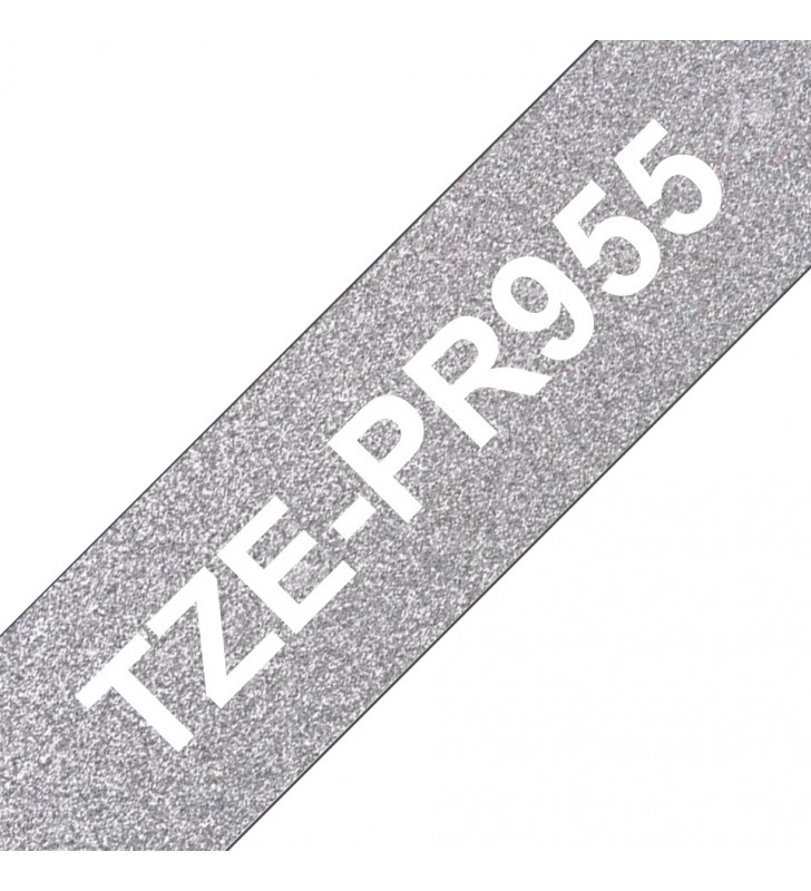 Brother TZe-PR955 benzi pentru etichete Alb pe argintiu