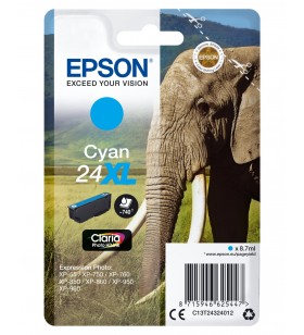 Epson Elephant Singlepack Cyan 24XL Claria Photo HD Ink
