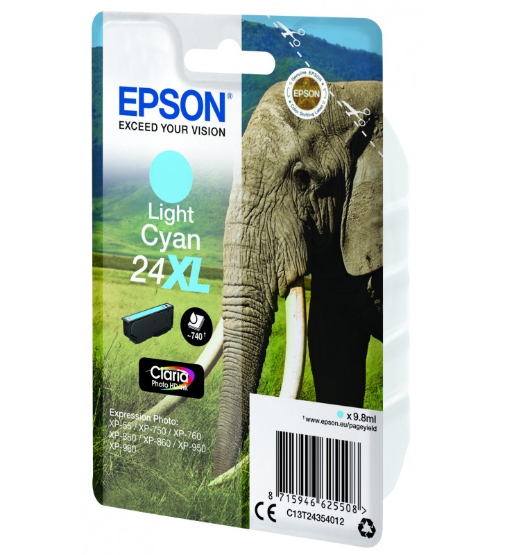 Epson Elephant Singlepack Light Cyan 24XL Claria Photo HD Ink