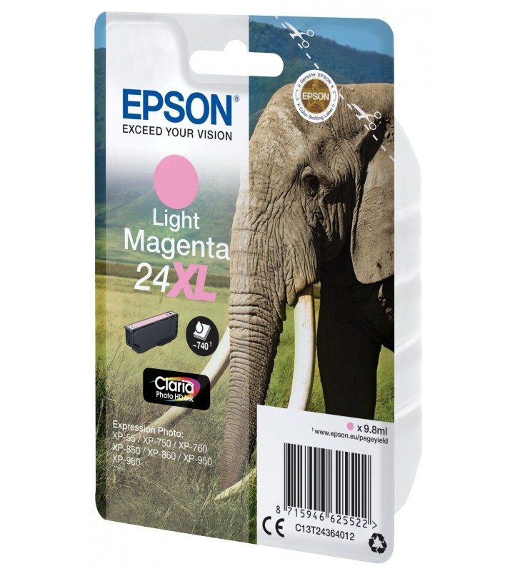 Epson Elephant Singlepack Light Magenta 24XL Claria Photo HD Ink
