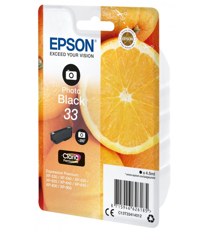 Epson Oranges Singlepack Photo Black 33 Claria Premium Ink