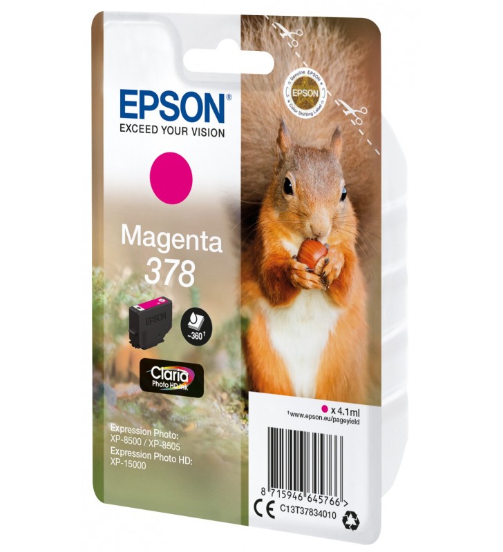 Epson Squirrel Singlepack Magenta 378 Claria Photo HD Ink