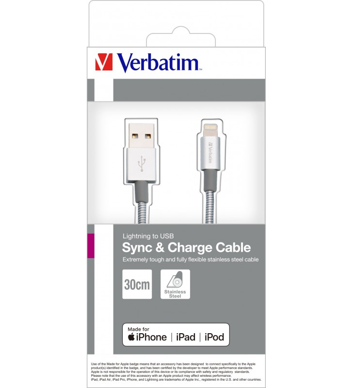 Verbatim 48864 cablu Lightning 0,3 m Argint