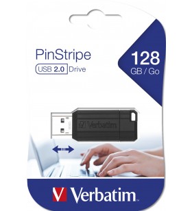 Verbatim PinStripe 128GB memorii flash USB 128 Giga Bites USB Tip-A 2.0 Negru